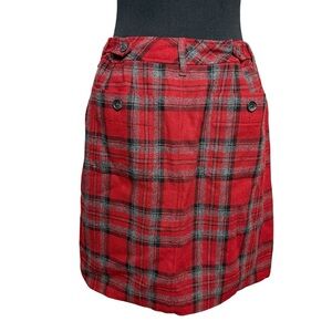 Eddie Bauer A Line Skirt Red Tartan Plaid Wool Fully Lined Women's 8P Christmas